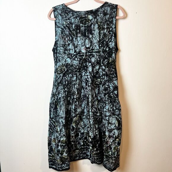 Spirit Of Courage Nnamdi Ibenagu Dress African Batik Tie Dye Sz S Black Teal - Picture 5 of 10